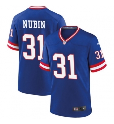 Men New York Giants 31 Tyler Nubin Royal Classic Football Stitched Game Jersey