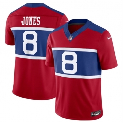 Men New York Giants 8 Daniel Jones Century Red Alternate Vapor F U S E  Limited Stitched Football Jersey