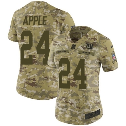 Nike Giants #24 Eli Apple Camo Women Stitched NFL Limited 2018 Salute to Service Jersey