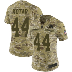 Nike Giants #44 Doug Kotar Camo Women Stitched NFL Limited 2018 Salute to Service Jersey