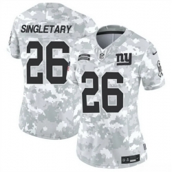 Women New York Giants 26 Devin Singletary 2024 F U S E Arctic Camo Salute To Service Limited Stitched Football Jersey