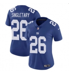 Women New York Giants 26 Devin Singletary Blue Vapor Stitched Jersey