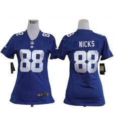 Women Nike New York Giants 88 Nicks Blue Nike NFL Jerseys