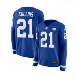 Womens Nike New York Giants 21 Landon Collins Limited Royal Blue Therma Long Sleeve NFL Jersey