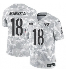 Men Washington Commanders 18 Marcus Mariota 2024 F U S E Arctic Camo Salute To Service Limited Stitched Football Jersey