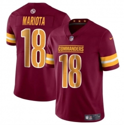 Men Washington Commanders 18 Marcus Mariota Burgundy 2024 Vapor Limited Stitched Football Jersey