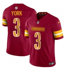 Men Washington Commanders 3 Cade York Burgundy 2024 F U S E Vapor Limited Stitched Football Jersey