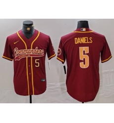 Men Washington Commanders 5 Jayden Daniels Burgundy With Patch Cool Base Stitched Baseball Jersey 1