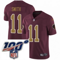 Mens Nike Washington Redskins 11 Alex Smith Burgundy RedGold Number Alternate 80TH Anniversary Vapor Untouchable Limited Stitched 100th anniversary Neck Pa