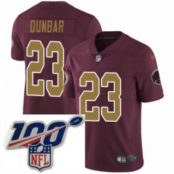 Mens Nike Washington Redskins 23 Quinton Dunbar Burgundy Red Gold Number Alternate 80TH Anniversary Vapor Untouchable Limited Stitched 100th anniversary Ne