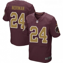 Mens Nike Washington Redskins 24 Josh Norman Elite Burgundy RedGold Number Alternate 80TH Anniversary NFL Jersey