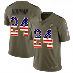 Mens Nike Washington Redskins 24 Josh Norman Limited OliveUSA Flag 2017 Salute to Service NFL Jersey