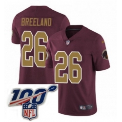 Mens Nike Washington Redskins 26 Bashaud Breeland Burgundy RedGold Number Alternate 80TH Anniversary Vapor Untouchable Limited Stitched 100th anniversary N