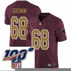 Mens Nike Washington Redskins 68 Russ Grimm Burgundy RedGold Number Alternate 80TH Anniversary Vapor Untouchable Limited Stitched 100th anniversary Neck Pa