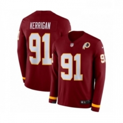 Mens Nike Washington Redskins 91 Ryan Kerrigan Limited Burgundy Therma Long Sleeve NFL Jersey