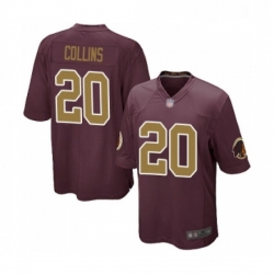 Mens Washington Redskins 20 Landon Collins Game Burgundy Red Gold Number Alternate 80TH Anniversary Football Jersey