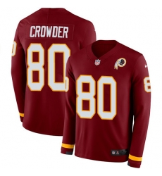 Nike Redskins #80 Jamison Crowder Burgundy Red Team Color Men Stitched NFL Limited Therma Long Sleeve Jersey