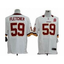 Nike Washington Redskins 59 London Fletcher white Elite 80TH Patch NFL Jersey