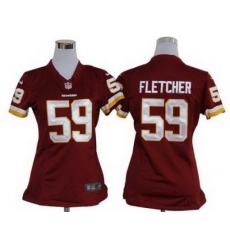 Women Nike Washington Redskins 59# London Fletcher Red Nike NFL Jerseys