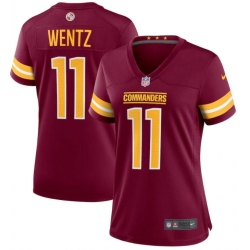 Women Washington Commanders #11 Carson Wentz Red Burgundy Stitched Limited Jersey