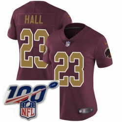 Womens Nike Washington Redskins 23 DeAngelo Hall Burgundy RedGold Number Alternate 80TH Anniversary Vapor Untouchable Limited Stitched 100th anniversary Ne