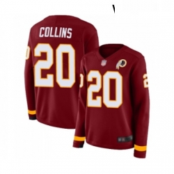 Womens Washington Redskins 20 Landon Collins Limited Burgundy Therma Long Sleeve Football Jersey