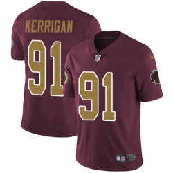 Youth Nike Washington Redskins 91 Ryan Kerrigan Burgundy RedGold Number Alternate 80TH Anniversary Vapor Untouchable Limited Player NFL Jersey