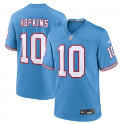 Men Tennessee Titans 10 DeAndre Hopkins Light Blue Throwback Player Stitched Game Jersey