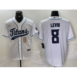 Men Tennessee Titans 8 Will Levis White With Patch Cool Base Stitched Baseball Jersey 2