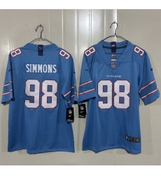Men Tennessee Titans  98 Jeffery Simmons Light Blue 2026 Vapor Limited Stitched Football Jersey