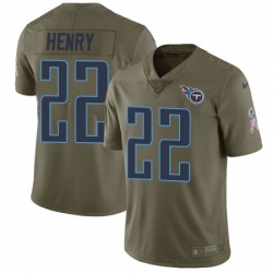 Mens Nike Tennessee Titans 22 Derrick Henry Limited Olive 2017 Salute to Service NFL Jersey