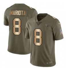 Mens Nike Tennessee Titans 8 Marcus Mariota Limited OliveGold 2017 Salute to Service NFL Jersey