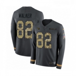 Mens Nike Tennessee Titans 82 Delanie Walker Limited Black Salute to Service Therma Long Sleeve NFL Jersey