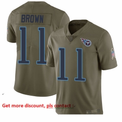 Titans 11 A J  Brown Olive Men Stitched Football Limited 2017 Salute To Service Jersey