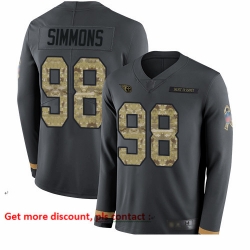 Titans 98 Jeffery Simmons Anthracite Salute to Service Men Stitched Football Limited Therma Long Sleeve Jersey