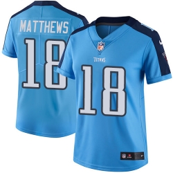 Nike Titans #18 Rishard Matthews Light Blue Womens Stitched NFL Limited Rush Jersey