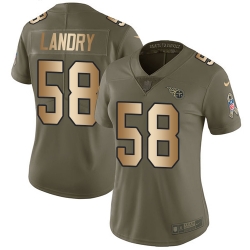 Nike Titans #58 Harold Landry Olive Gold Womens Stitched NFL Limited 2017 Salute to Service Jersey