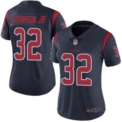 Texans 32 Lonnie Johnson Jr  Navy Blue Women Stitched Football Limited Rush Jersey