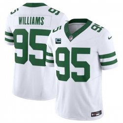 Men New York Jets 95 Quinnen Williams White 2024 F U S E  With 2 Star C Patch Vapor Limited Throwback Stitched Football Jersey