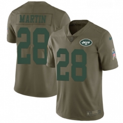 Mens Nike New York Jets 28 Curtis Martin Limited Olive 2017 Salute to Service NFL Jersey