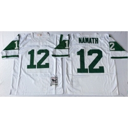 Mitchell And Ness jets #12 Joe Namath white Throwback Stitched NFL Jerseys