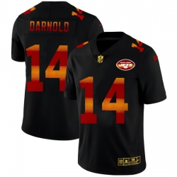 New York Jets 14 Sam Darnold Men Black Nike Red Orange Stripe Vapor Limited NFL Jersey