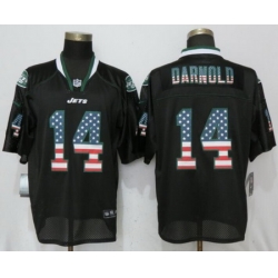 Nike Jets #14 Darnold USA Flag Fashion Black Elite Jerseys 1 