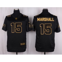 Nike Jets #15 Brandon Marshall Black Mens Stitched NFL Elite Pro Line Gold Collection Jersey