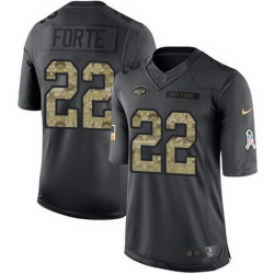 Nike Jets #22 Matt Forte Black Mens Stitched NFL Limited 2016 Salute to Service Jersey