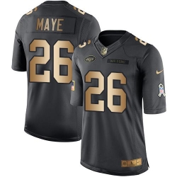 Nike Jets #26 Marcus Maye Black Mens Stitched NFL Limited Gold Salute To Service Jersey