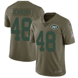 Nike Jets #48 Jordan Jenkins Olive Men Stitched NFL Limited 2017 Salute To Service Jersey