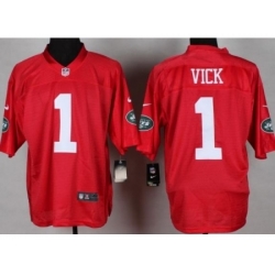 Nike New York Jets 1 Michael Vick Red Elite QB Fashion NFL Jersey