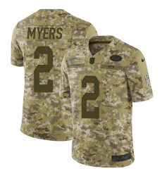 Youth Nike Jets 2 Jason Myers Camo Stitched NFL Limited 2018 Salute to Service Jersey