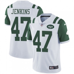 Youth Nike Jets #47 Jordan Jenkins White Stitched NFL Vapor Untouchable Limited Jersey